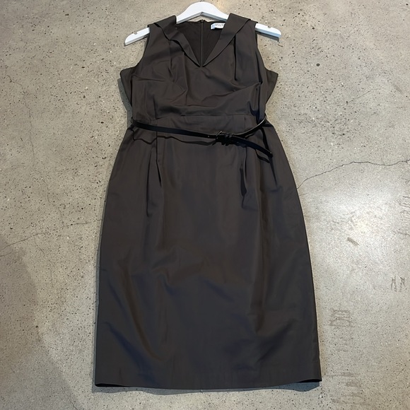 Max Mara SS/17 Dattero Dark Brown Belted Cotton Dress - Picture 2 of 10